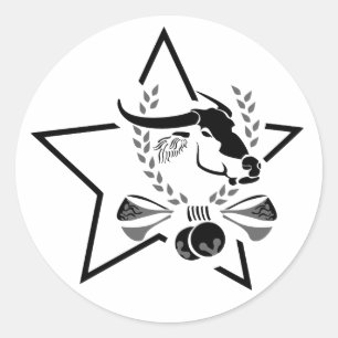 Adesivo Redondo Buffalo de Búfalo Negro numa Estrela Negra