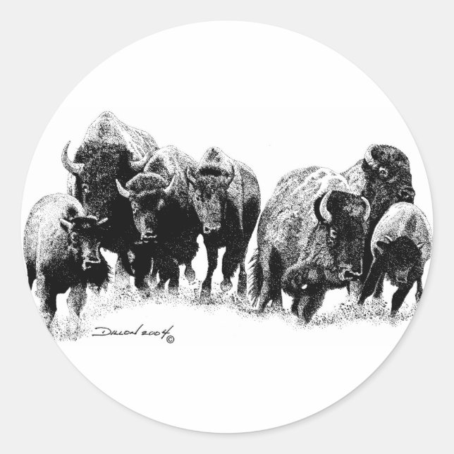 Adesivo Redondo Buffalo Herd (Frente)
