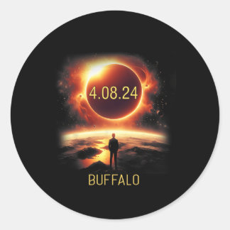 Adesivo Redondo Buffalo New York Ny Total Eclipse Solar 2024 abril