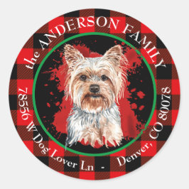 Adesivo Redondo Buffalo Xadrez Yorkshire Terrier Return Address