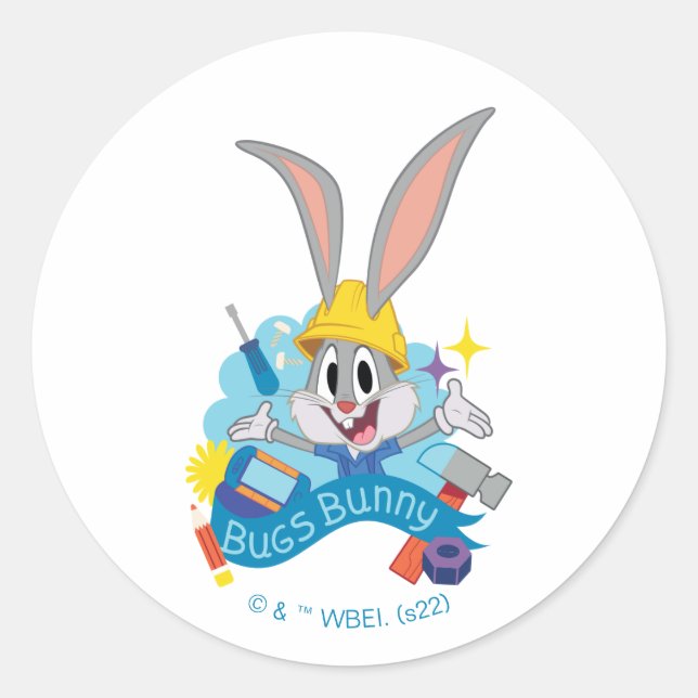 Adesivo Redondo BUGS BUNNY BUILDERS™| Arte do Personagem do BUGS B (Frente)