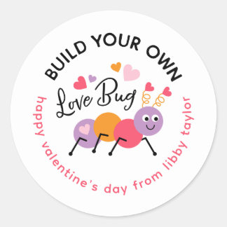 Adesivo Redondo Build a Love Bug Playdough Valentine Label