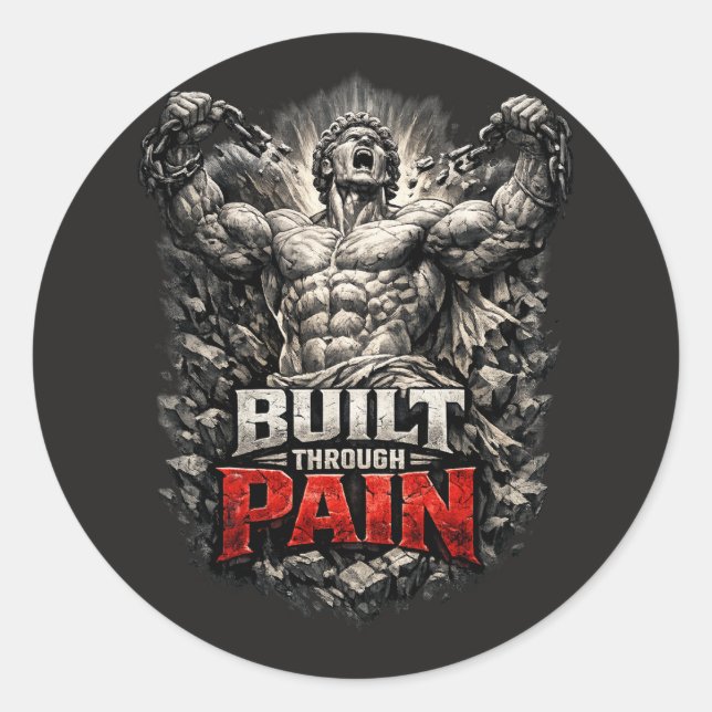 Adesivo Redondo Built Through Pain Design (Frente)