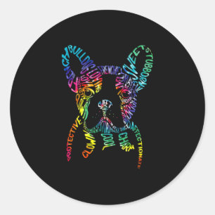 Adesivo Redondo Buldografia Tie Dye Word Art Frenchog G