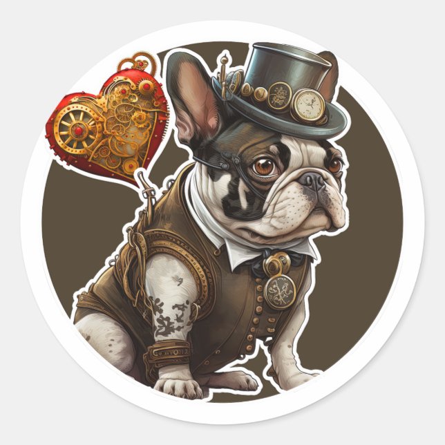Adesivo Redondo Buldogue Francês (Frente)