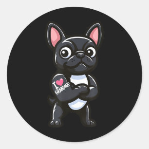 Adesivo Redondo Buldogue Francês Adoro Tatuagem De Cachorro Engraç