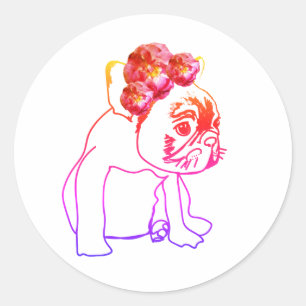 Adesivo Redondo Buldogue francês Buldogue Puppy Sweet Dog Sticker