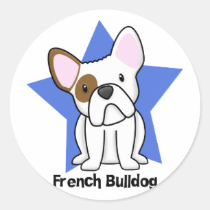 Adesivo Redondo Buldogue francês da estrela de Kawaii