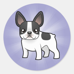 Adesivo Redondo Buldogue francês dos desenhos animados