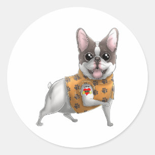 Adesivo Redondo Buldogue Francês Eu Amo Mamãe Tatuagem Camiseta de