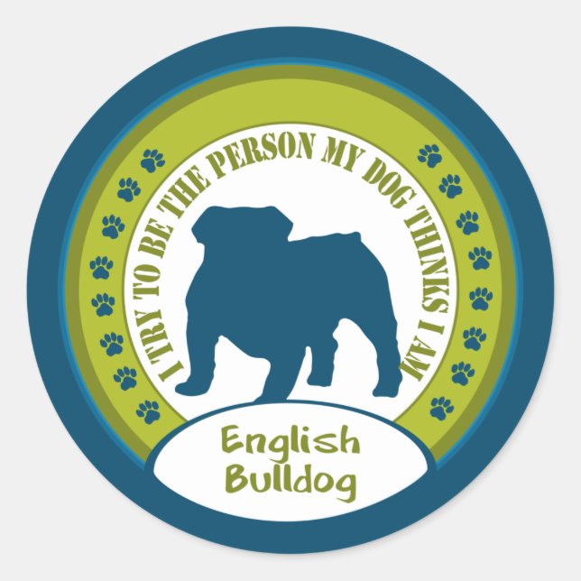 Adesivo Redondo Buldogue Inglês (Frente)