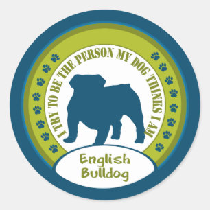 Adesivo Redondo Buldogue inglês