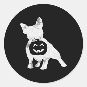 Adesivo Redondo Buldogue Lazy Halloween Figurume Cute Frenchie Pum