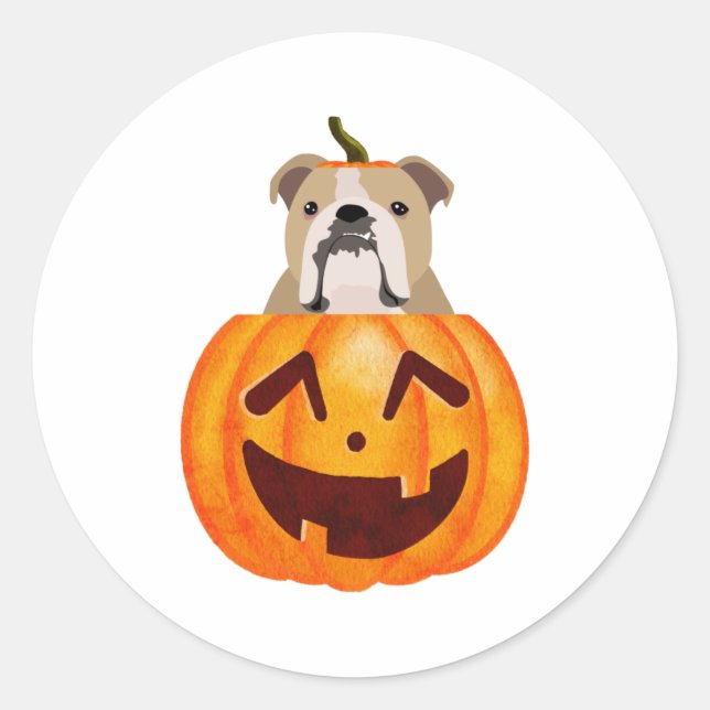 Adesivo Redondo Buldogue Pumpkin (Frente)