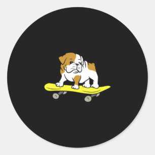 Adesivo Redondo Buldogue Skateboard Dog Skater Buldogue