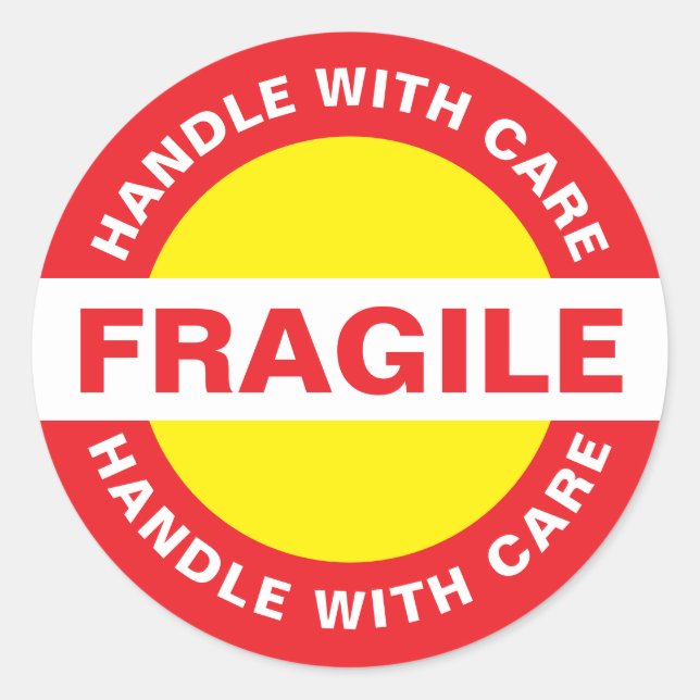 Adesivo Redondo Bulk Fragile Stickers (Handle with Care) (Frente)