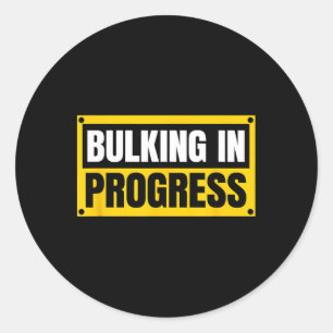 Adesivo Redondo Bulking Em Andamento Divertido Halterofilismo Fisi