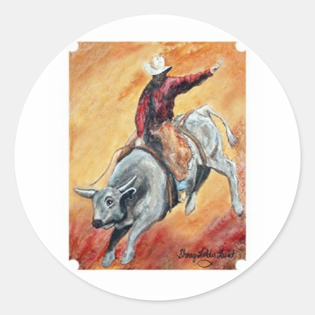 Adesivo Redondo Bull and Rider Sticker (Frente)