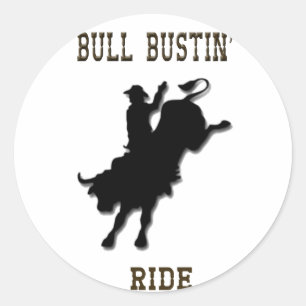 Adesivo Redondo "Bull Bustin' Ride" Western Rodeo Stickers