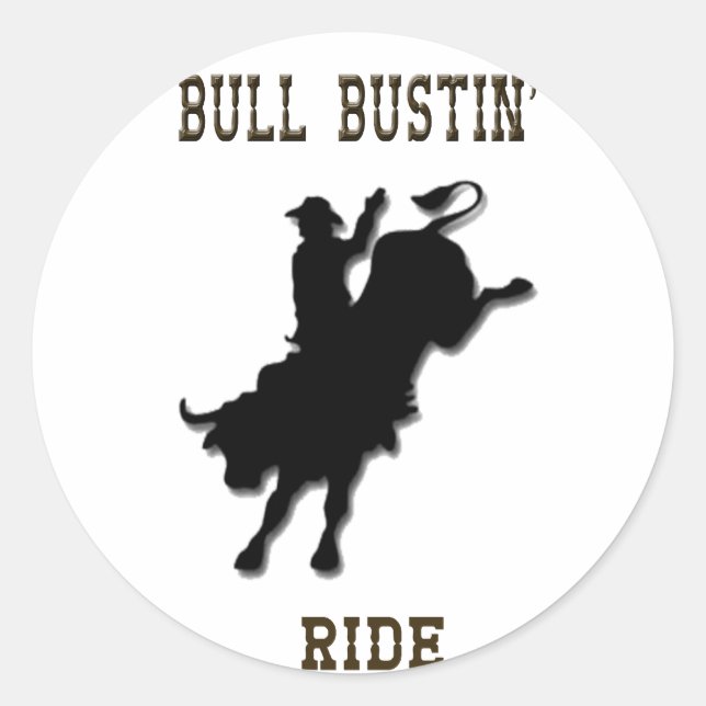 Adesivo Redondo "Bull Bustin' Ride" Western Rodeo Stickers (Frente)