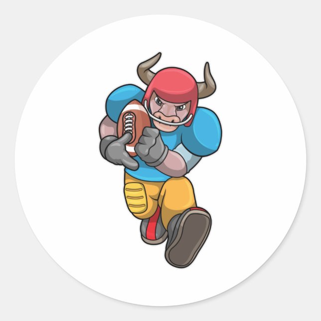Adesivo Redondo Bull no Esporte com futebol e capacete (Frente)