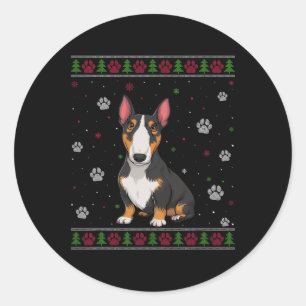 Adesivo Redondo Bull Terrier Christmas Sweet Xmas Pet Animal