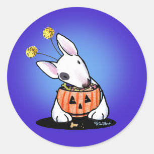 Adesivo Redondo Bull Terrier Halloween