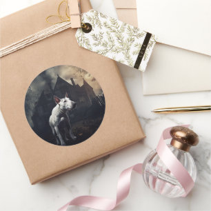 Adesivo Redondo Bull Terrier Halloween Scary