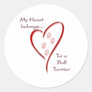 Adesivo Redondo Bull Terrier Heart Pertence