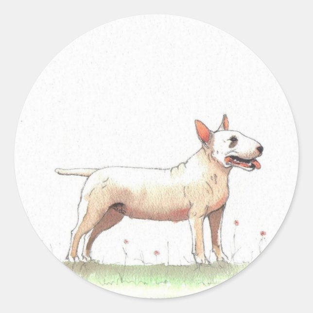 Adesivo Redondo Bull Terrier inglês (Frente)