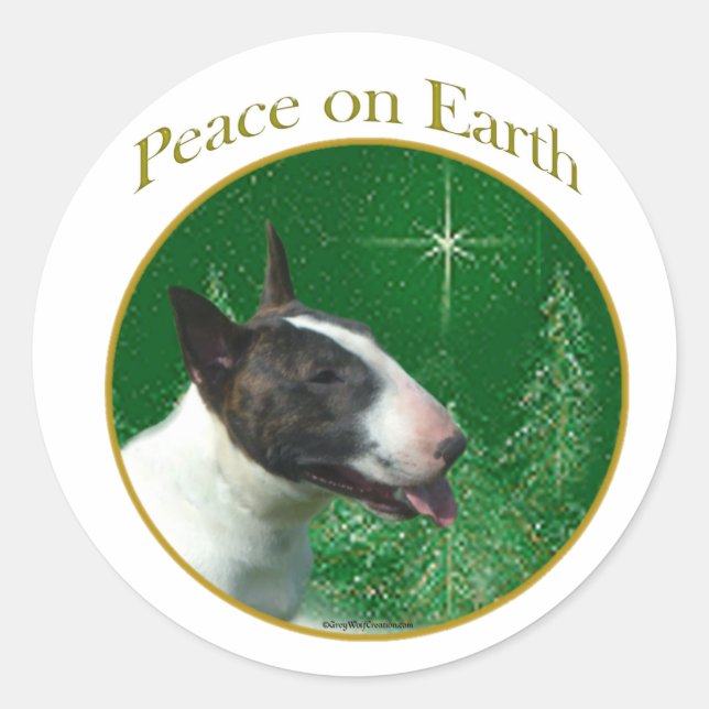 Adesivo Redondo Bull Terrier Peace (Frente)