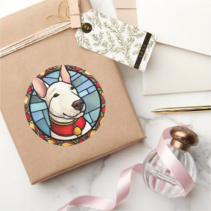 Adesivo Redondo Bull Terrier, Vidro Mantejado