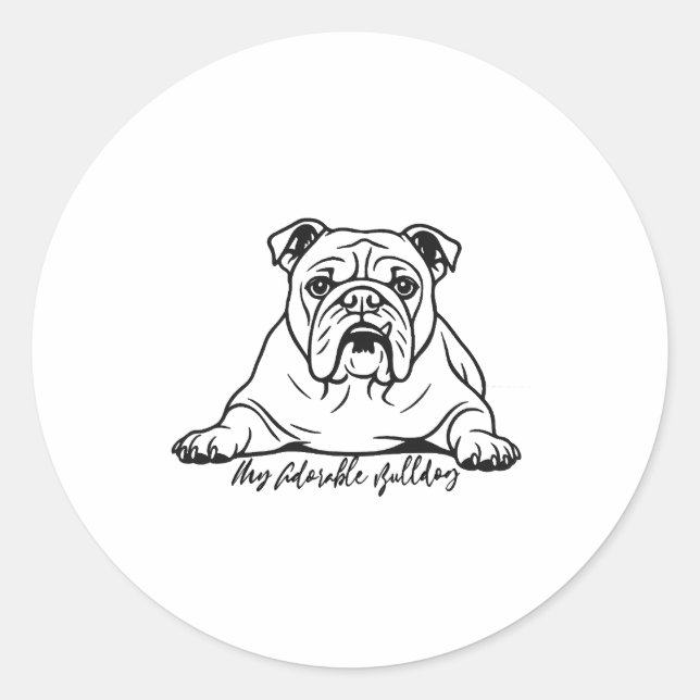 Adesivo Redondo Bulldog Adorável (Frente)