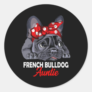Adesivo Redondo Bulldog Auntie Frenchie Dog Tia