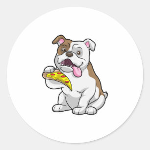 Adesivo Redondo Bulldog com pizza
