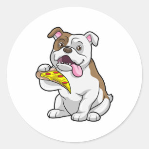 Adesivo Redondo Bulldog com pizza