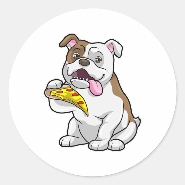 Adesivo Redondo Bulldog com pizza (Frente)