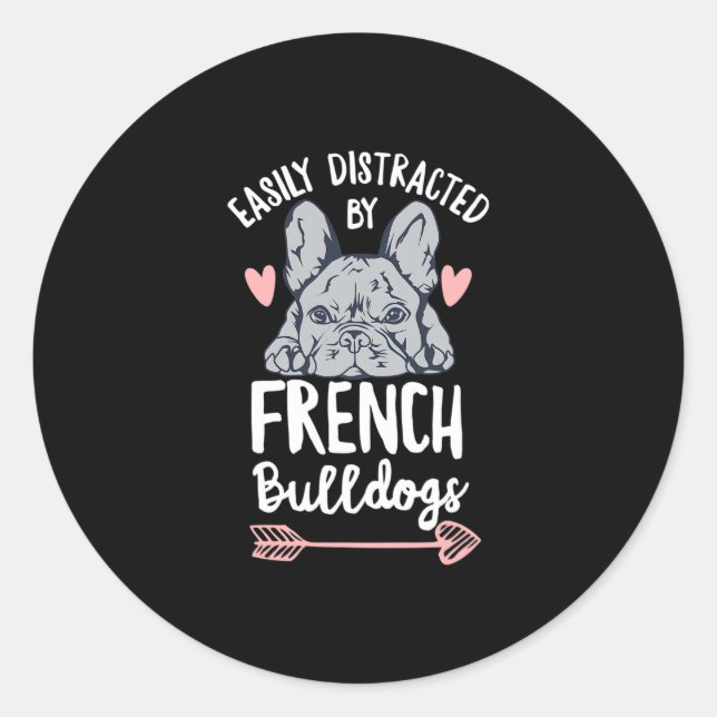 Adesivo Redondo Bulldog Design para um proprietário francês (Frente)