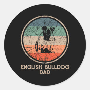 Adesivo Redondo Bulldog Dog - Vintage English Bulldog Pai