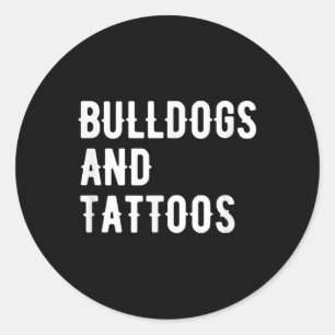 Adesivo Redondo Bulldog E Tattoos Proprietário Do Bulldog Cão Cach