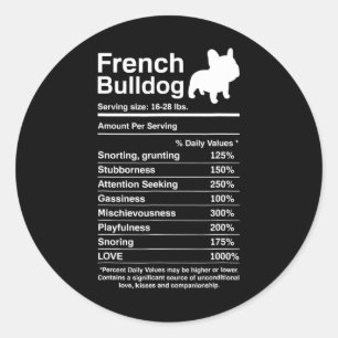 Adesivo Redondo Bulldog Fala Nutrição, Diversão Francesa, Lover