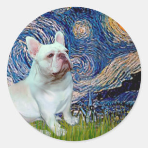 Adesivo Redondo Bulldog Francês (4W) - Noite Estrelada