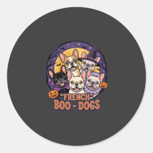 Adesivo Redondo Bulldog Francês Boo Dogs Halloween Vetor