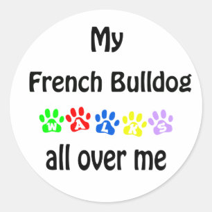 Adesivo Redondo Bulldog francês caminha Design