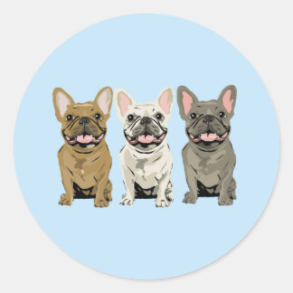 Adesivo Redondo Bulldog Francês Creme