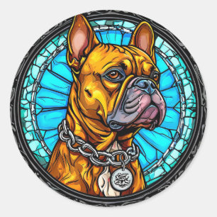 Adesivo Redondo Bulldog Francês em Design Ornamentado