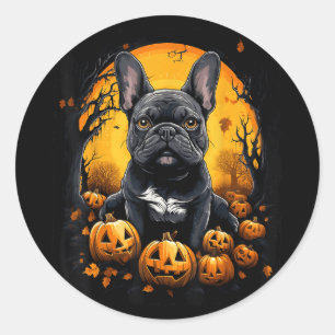 Adesivo Redondo Bulldog Francês Halloween