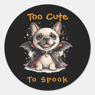 Adesivo Redondo Bulldog Francês Halloween Morcego Vampiro Fofo