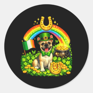 Adesivo Redondo Bulldog francês miniatura dia de São Patrício arco