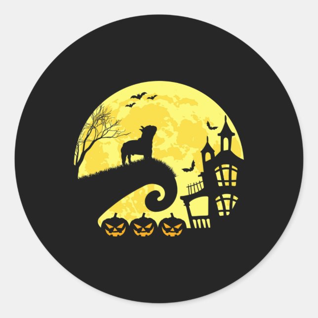 Adesivo Redondo Bulldog francês Moonshine Frenchie Mãe Pai francês (Frente)